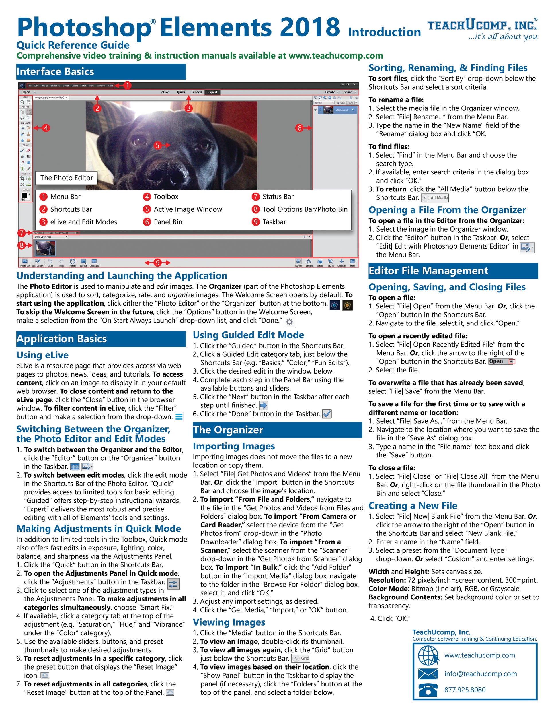 Photoshop Elements 2018 Quick Reference Guide.
