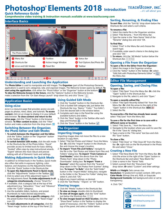 Photoshop Elements 2018 Quick Reference Guide.