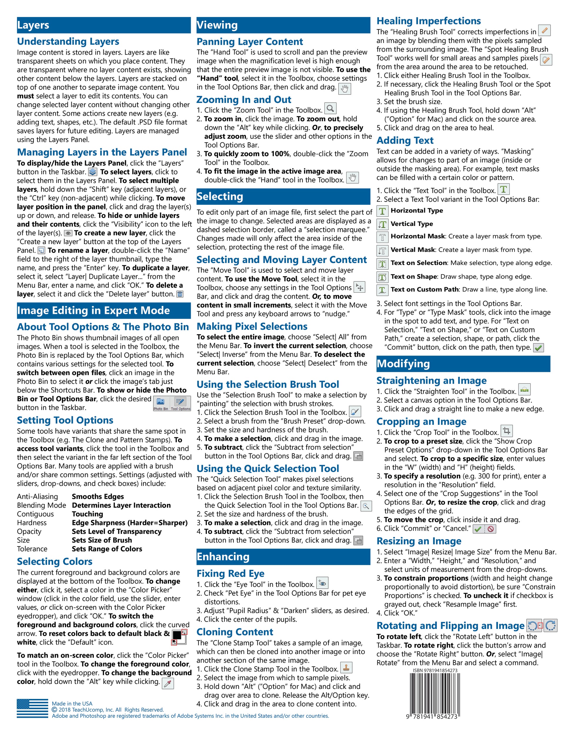 Photoshop Elements 2019 Quick Reference Guide.