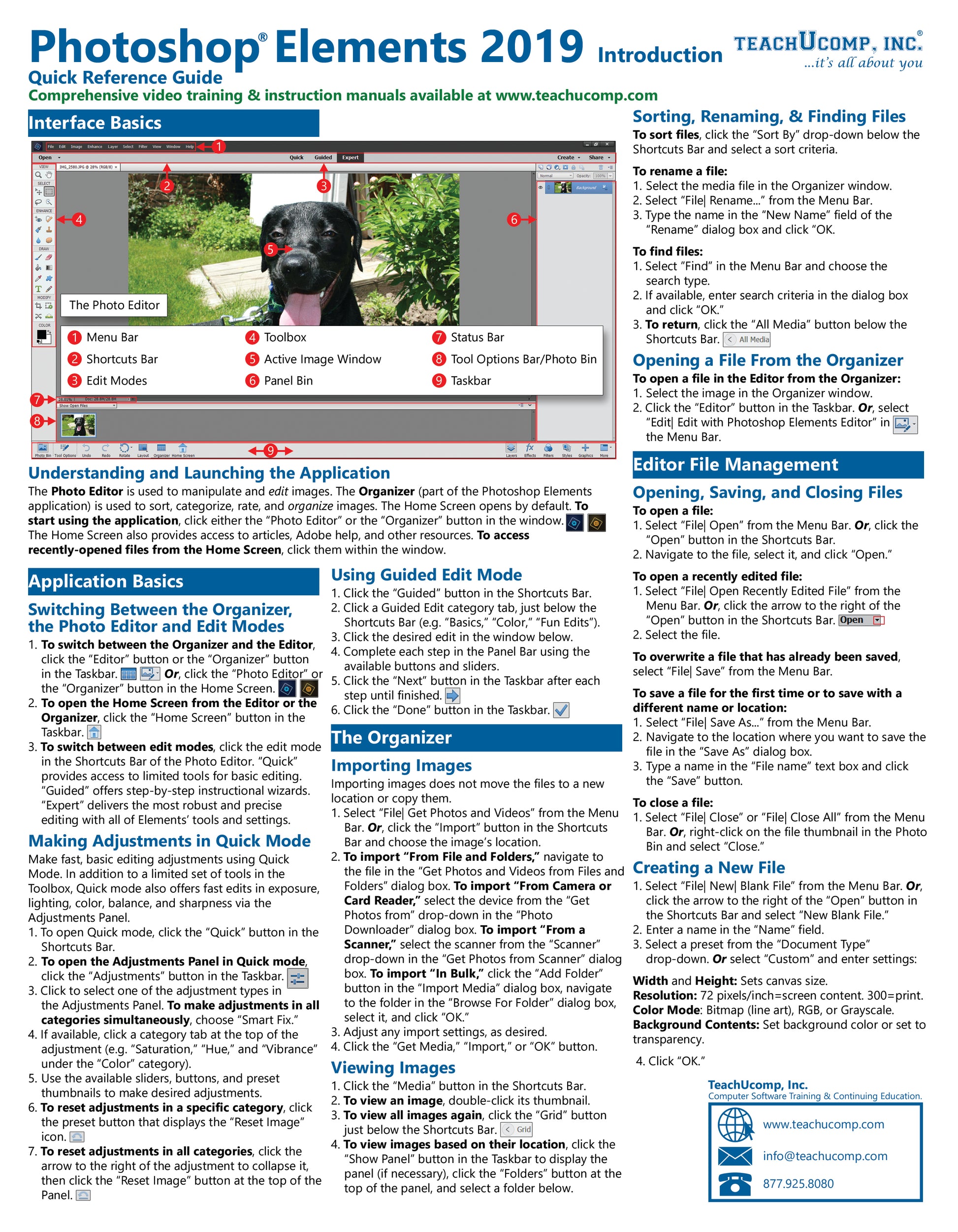 Photoshop Elements 2019 Quick Reference Guide.