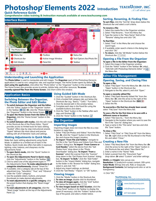 Photoshop Elements 2022 Quick Reference Guide.