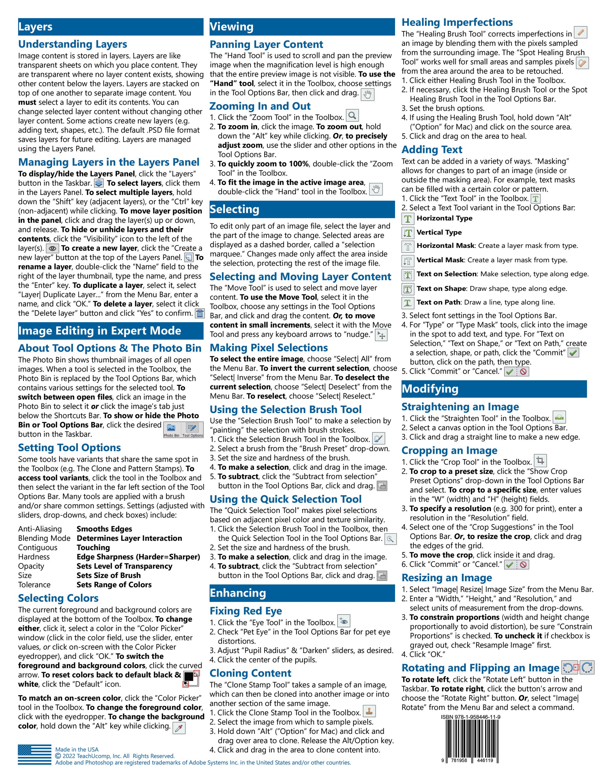 Photoshop Elements 2023 Quick Reference Guide.