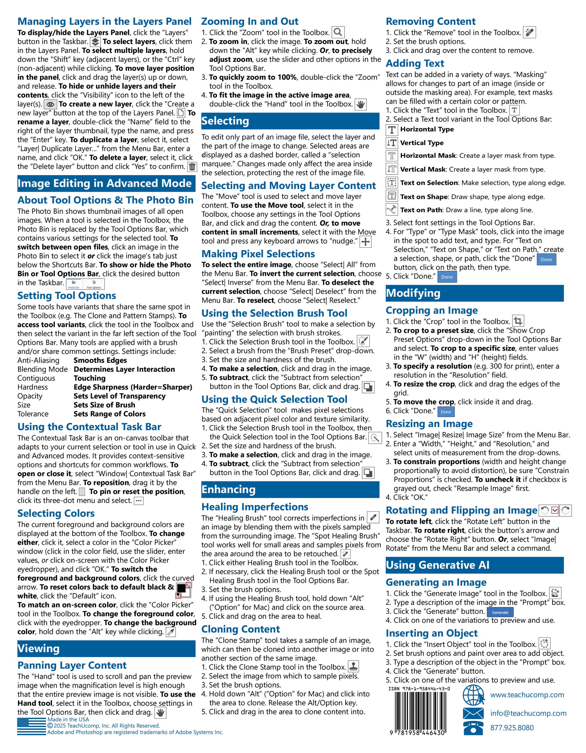 Photoshop Elements 2026 Quick Reference Guide.