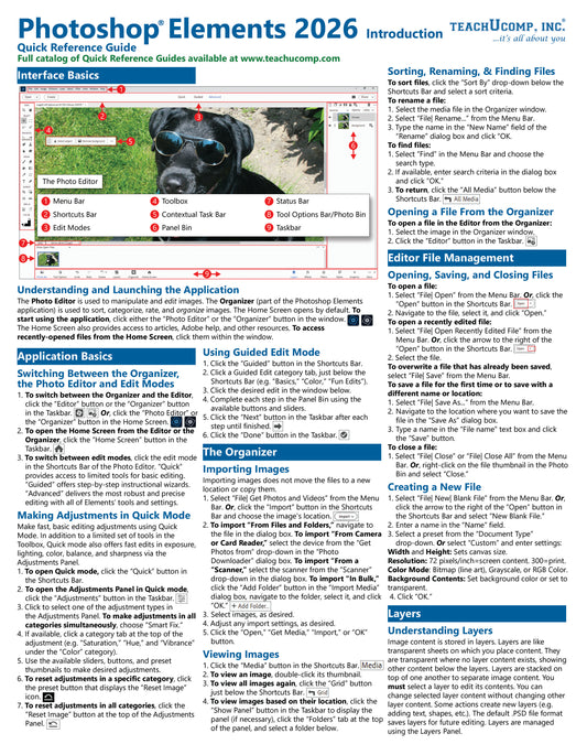 Photoshop Elements 2026 Quick Reference Guide.