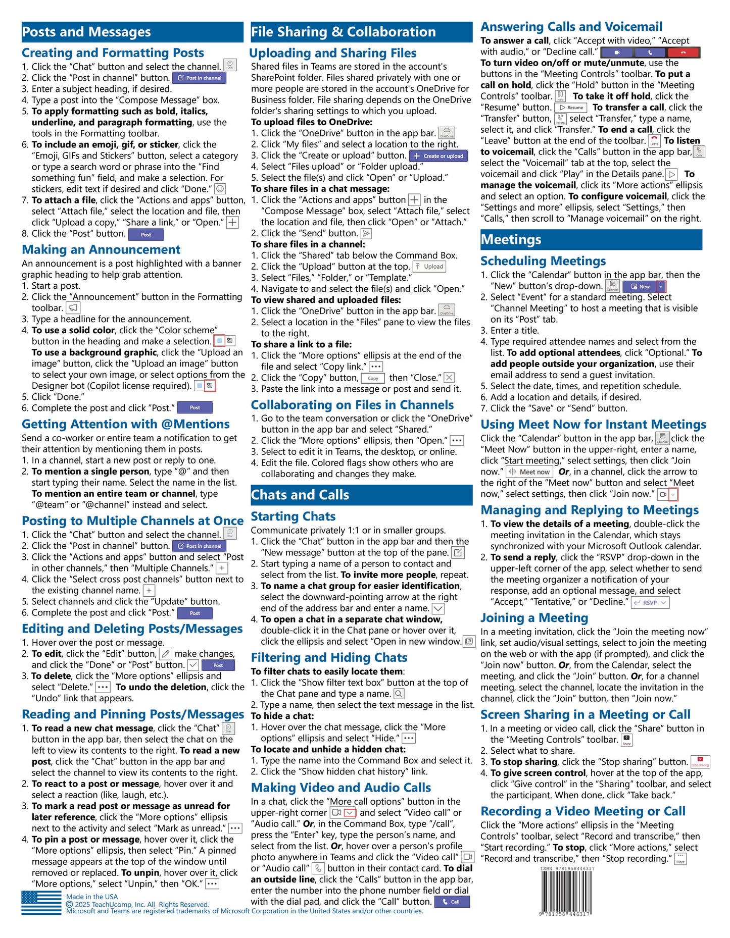 Microsoft Teams Quick Reference Guide.