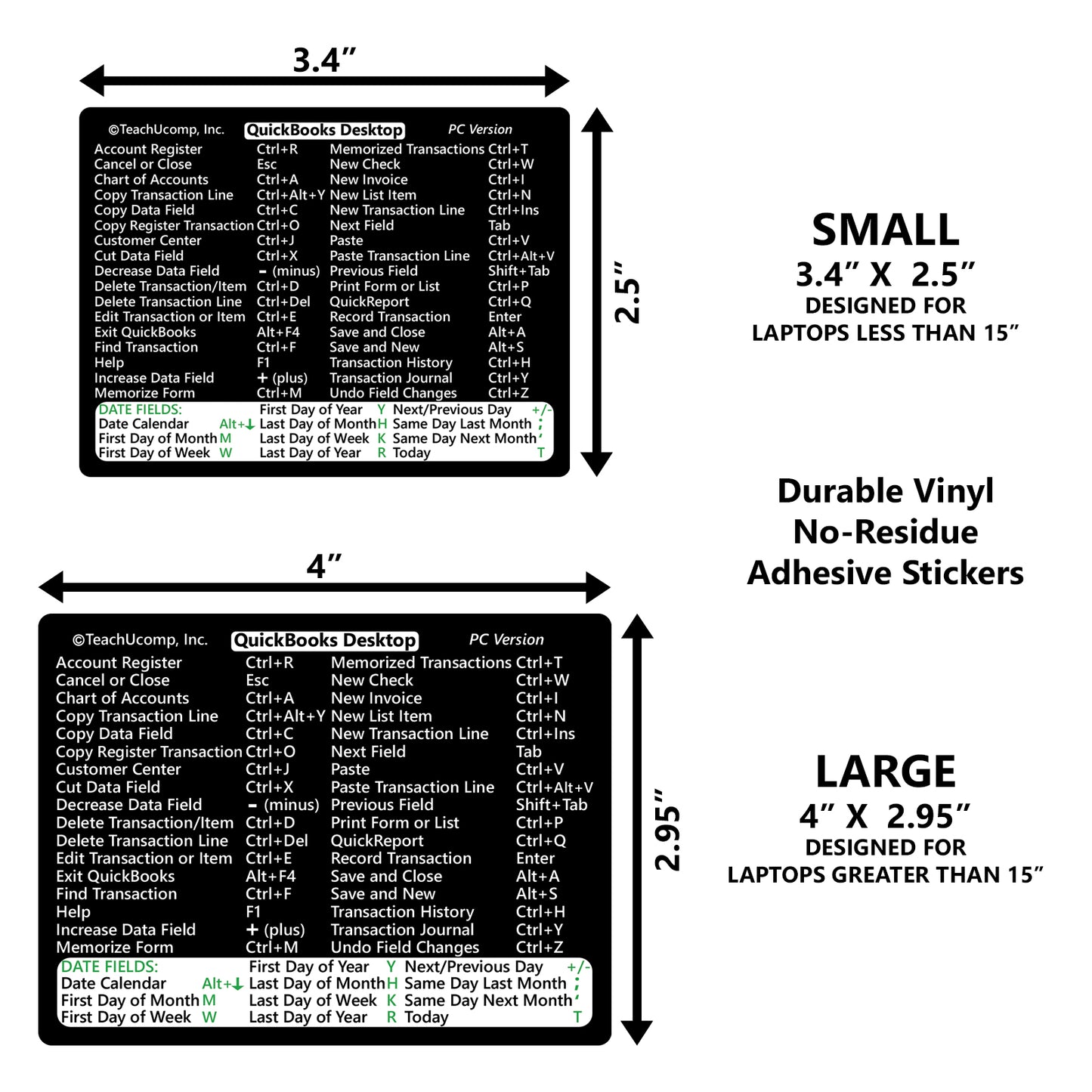 QuickBooks Desktop (PC/Windows) 2024 Keyboard Shortcuts Sticker image 2