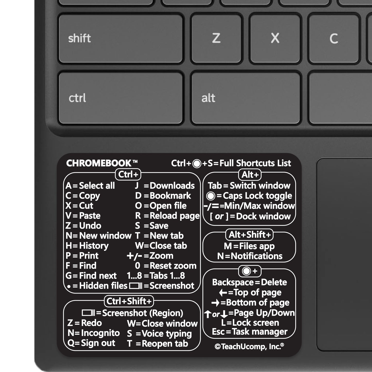 Chrome OS Keyboard Shortcuts Sticker