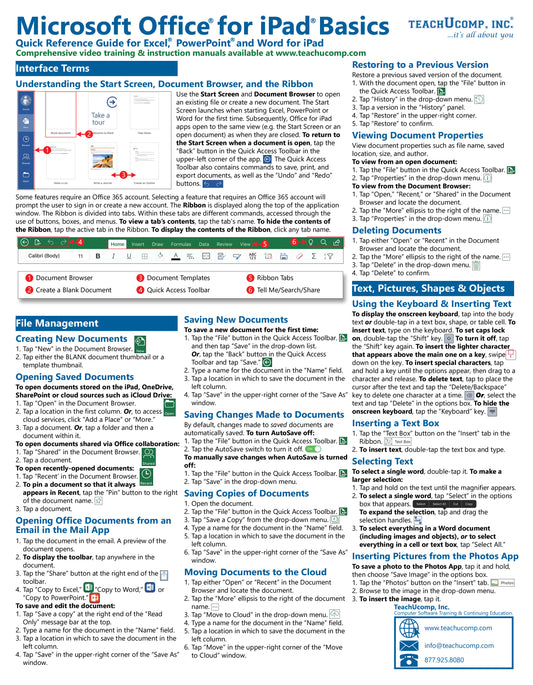 Microsoft Office for iPad Basics Quick Reference Guide.