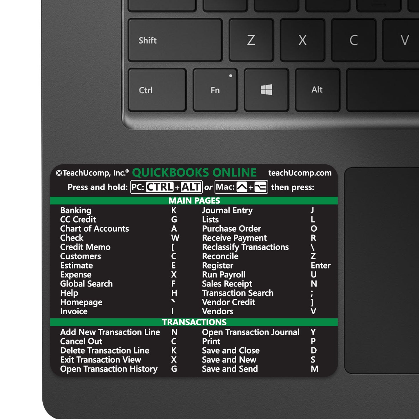 QuickBooks Online Keyboard Shortcuts Sticker